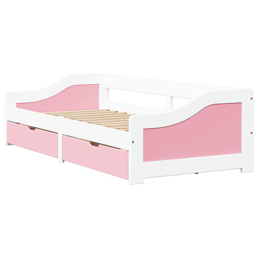 Day Bed with 2 Drawers without Mattress IRUN White&Pink 90x200 cm Day Bed with 2 Drawers without Mattress IRUN White&Pink 90x200 cm