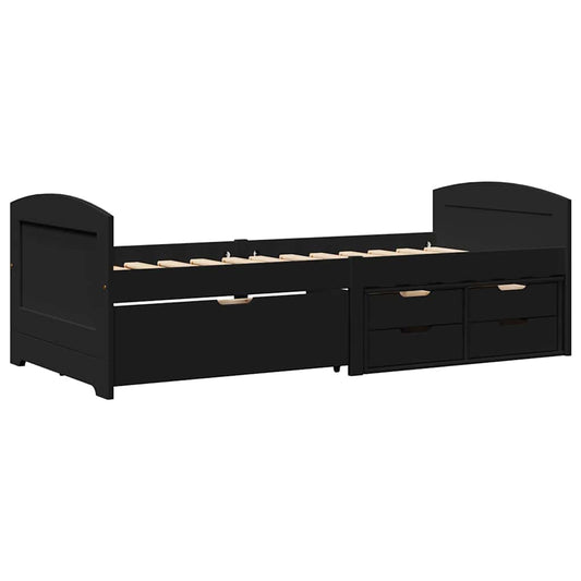 Day Bed with 5 Drawers without Mattress IRUN Black 90x200 cm Day Bed with 5 Drawers without Mattress IRUN Black 90x200 cm