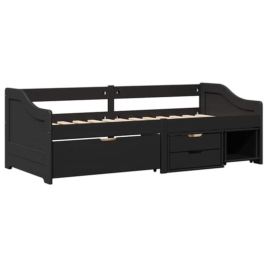 Day Bed with 3 Drawers without Mattress IRUN Black 90x200 cm Day Bed with 3 Drawers without Mattress IRUN Black 90x200 cm