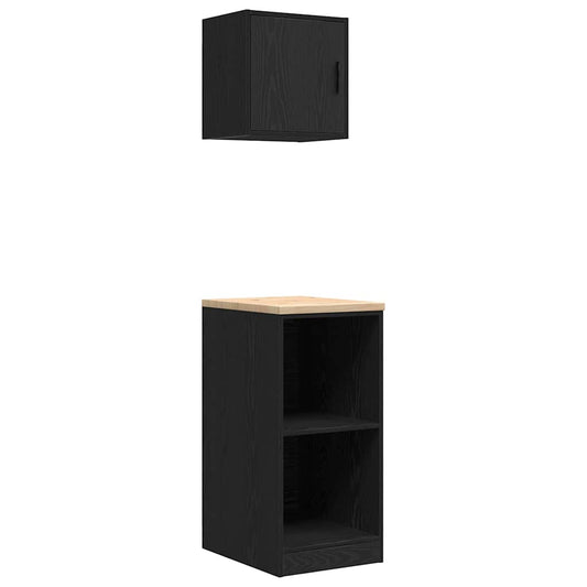 Garage Cabinets 2 pcs Black Engineered Wood Garage Cabinets 2 pcs Black Engineered Wood