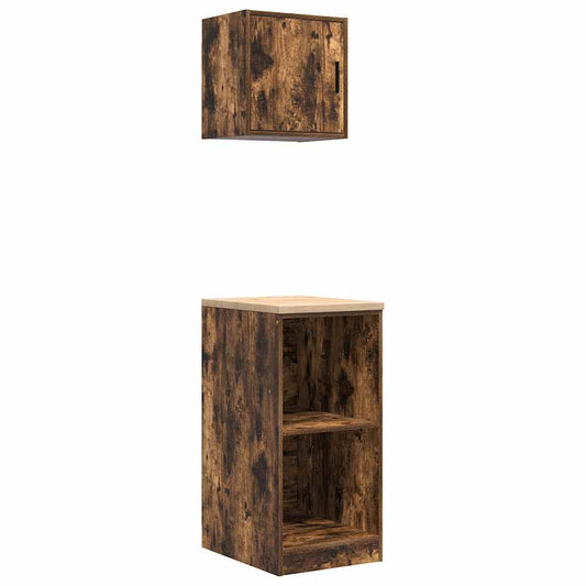 Garage Cabinets 2 pcs Smoked Oak Engineered Wood Garage Cabinets 2 pcs Smoked Oak Engineered Wood
