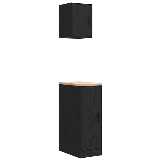 Garage Cabinets 2 pcs Black Engineered Wood Garage Cabinets 2 pcs Black Engineered Wood