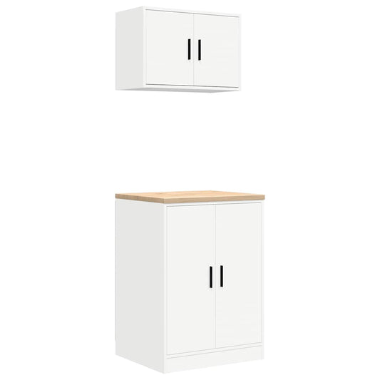 Garage Cabinets 2 pcs White Engineered Wood Garage Cabinets 2 pcs White Engineered Wood