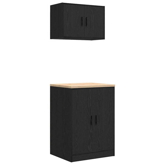 Garage Cabinets 2 pcs Black Engineered Wood Garage Cabinets 2 pcs Black Engineered Wood