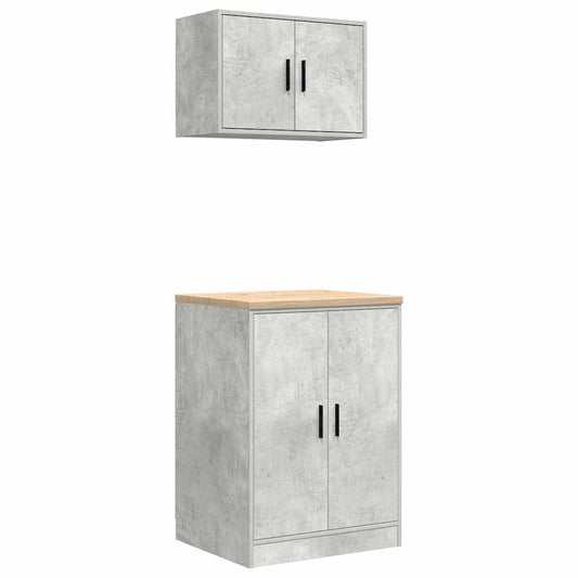 Garage Cabinets 2 pcs Concrete Grey Engineered Wood Garage Cabinets 2 pcs Concrete Grey Engineered Wood