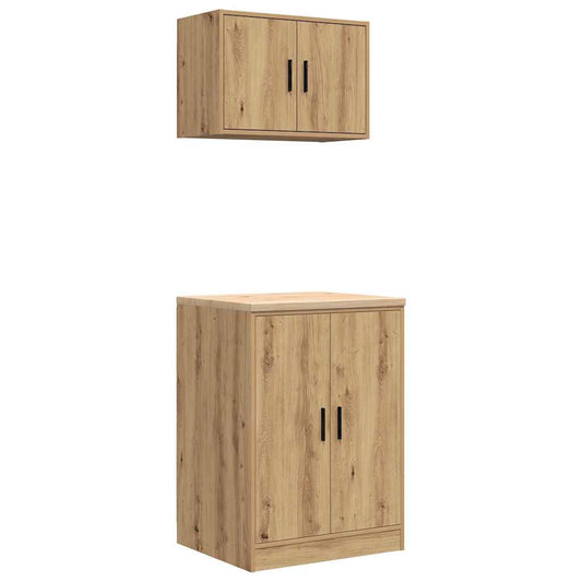 Garage Cabinets 2 pcs Artisan Oak Engineered Wood Garage Cabinets 2 pcs Artisan Oak Engineered Wood