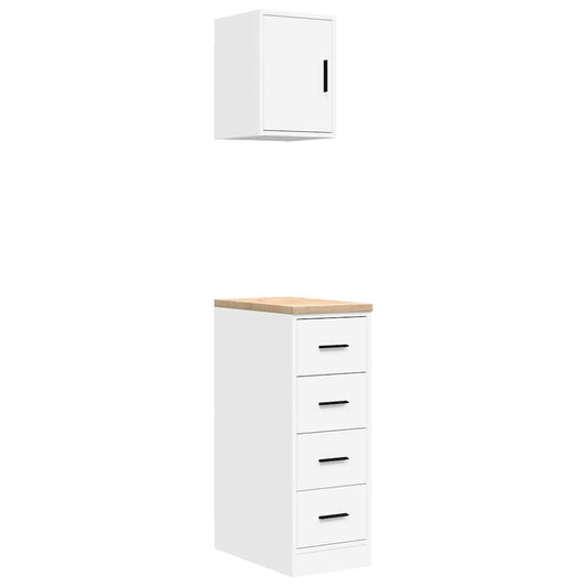 Garage Cabinets 2 pcs White Engineered Wood Garage Cabinets 2 pcs White Engineered Wood