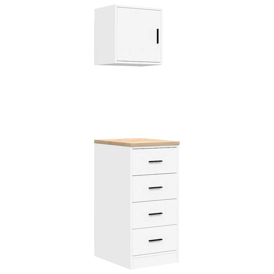 Garage Cabinets 2 pcs White Engineered Wood Garage Cabinets 2 pcs White Engineered Wood