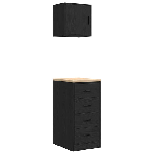 Garage Cabinets 2 pcs Black Engineered Wood Garage Cabinets 2 pcs Black Engineered Wood