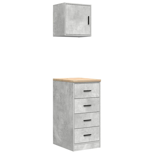 Garage Cabinets 2 pcs Concrete Grey Engineered Wood Garage Cabinets 2 pcs Concrete Grey Engineered Wood