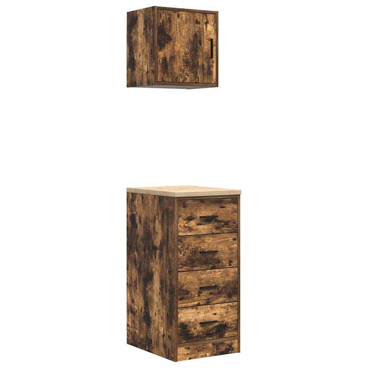 Garage Cabinets 2 pcs Smoked Oak Engineered Wood Garage Cabinets 2 pcs Smoked Oak Engineered Wood