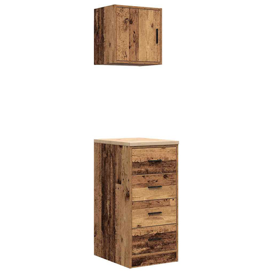 Garage Cabinets 2 pcs Old Wood Engineered Wood Garage Cabinets 2 pcs Old Wood Engineered Wood
