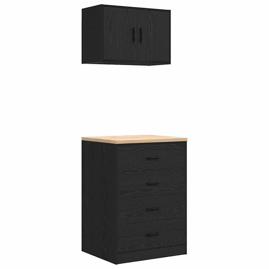 Garage Cabinets 2 pcs Black Engineered Wood Garage Cabinets 2 pcs Black Engineered Wood