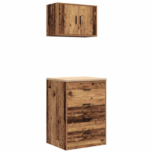 Garage Cabinets 2 pcs Old Wood Engineered Wood Garage Cabinets 2 pcs Old Wood Engineered Wood