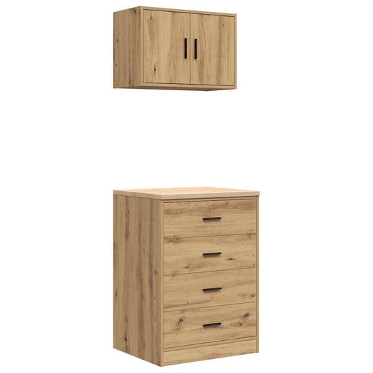 Garage Cabinets 2 pcs Artisan Oak Engineered Wood Garage Cabinets 2 pcs Artisan Oak Engineered Wood