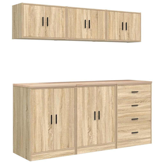 Garage Cabinets 6 pcs Sonoma Oak Engineered Wood Garage Cabinets 6 pcs Sonoma Oak Engineered Wood