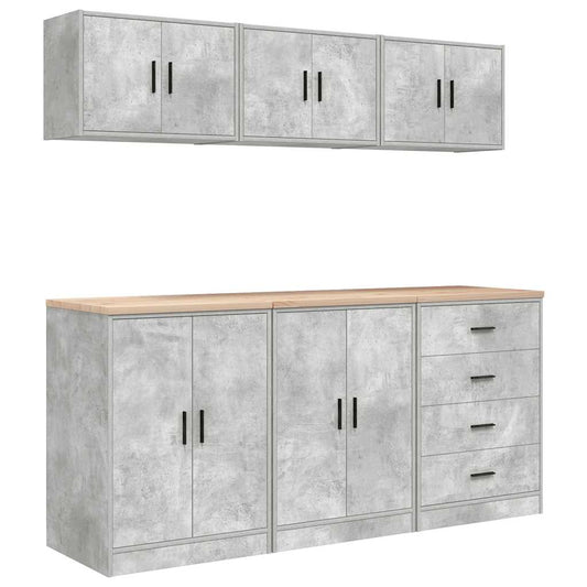 Garage Cabinets 6 pcs Concrete Grey Engineered Wood Garage Cabinets 6 pcs Concrete Grey Engineered Wood