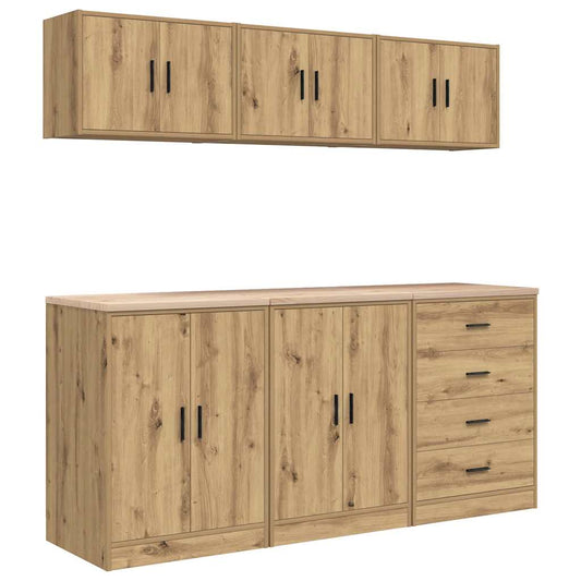 Garage Cabinets 6 pcs Artisan Oak Engineered Wood Garage Cabinets 6 pcs Artisan Oak Engineered Wood