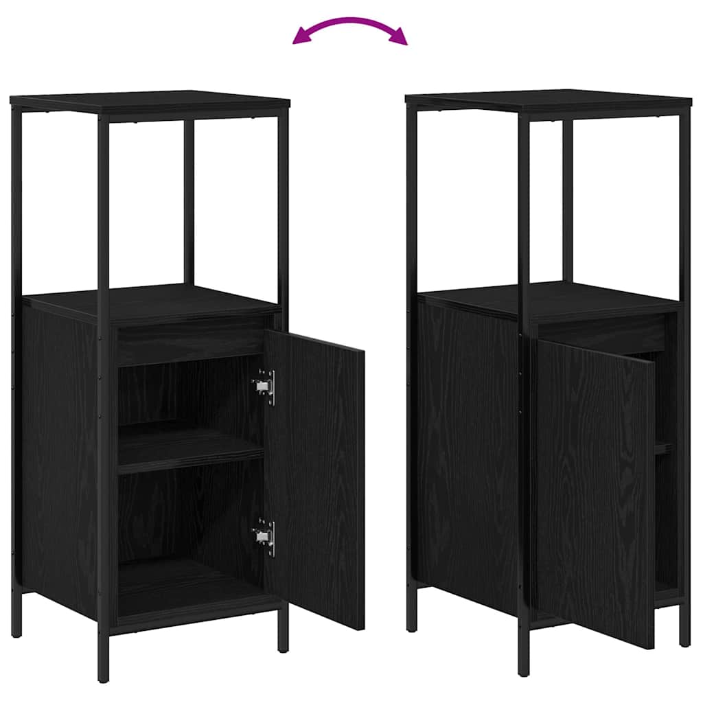 Bathroom Furniture Set with Shelf 5 pcs Black Engineered wood