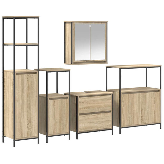 Bathroom Furniture Set with Shelf 5 pcs Beige Engineered wood Bathroom Furniture Set with Shelf 5 pcs Beige Engineered wood