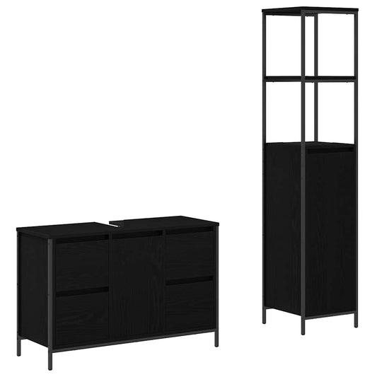 Bathroom Furniture Set 2 pcs Black Oak 36 x 35 x 165 cm Bathroom Furniture Set 2 pcs Black Oak 36 x 35 x 165 cm