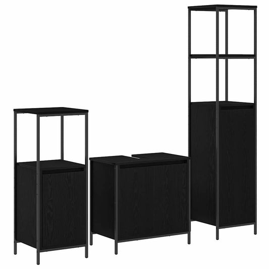 Bathroom Furniture Set 3 pcs Black Oak Engineered Wood Bathroom Furniture Set 3 pcs Black Oak Engineered Wood