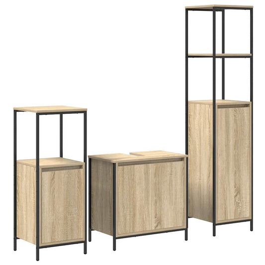 Bathroom Furniture Set with Shelf 3 pcs Sonoma Oak and Black Bathroom Furniture Set with Shelf 3 pcs Sonoma Oak and Black