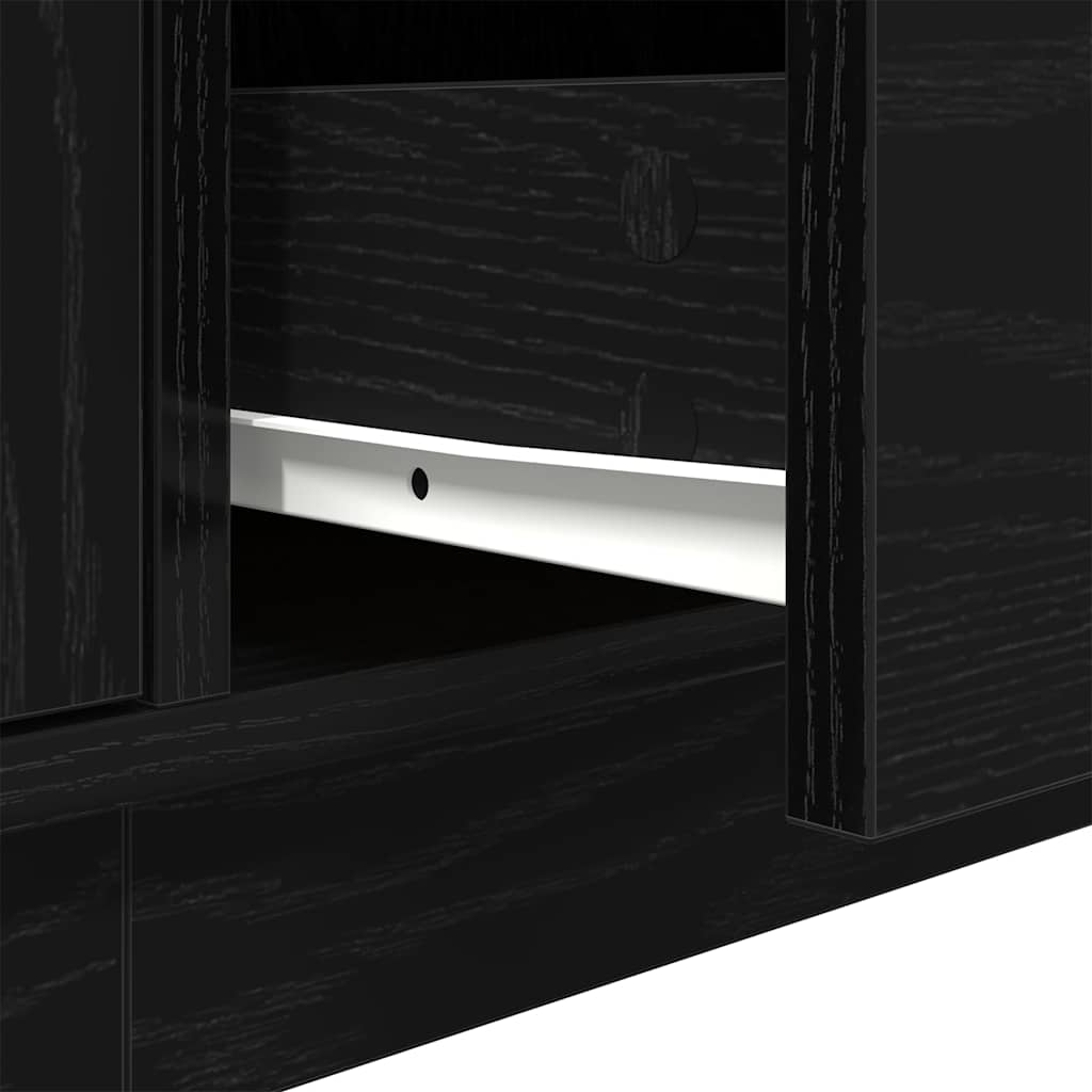 TV Cabinet with LED Lights Black Oak 160,5x41x50 cm