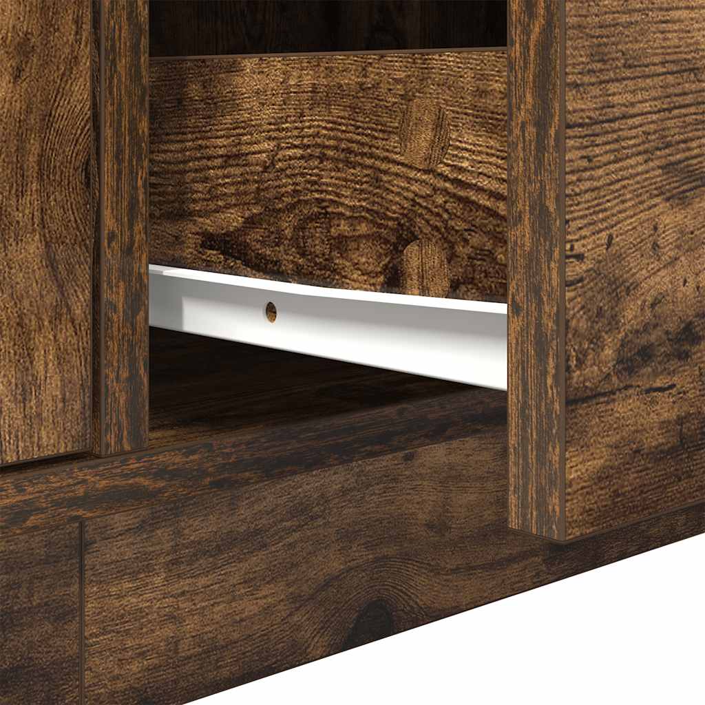 TV Cabinet with LED Lights Smoked Oak 160,5x41x50 cm