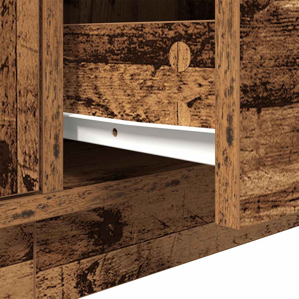 TV Cabinet with LED Lights Old Wood 193,5x41x50 cm