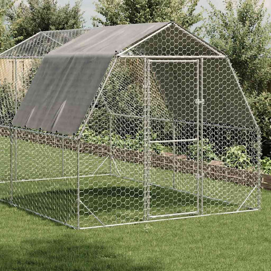 Chicken Run with Roof 2.5x4x2.25 m Galvanised Steel Chicken Run with Roof 2.5x4x2.25 m Galvanised Steel