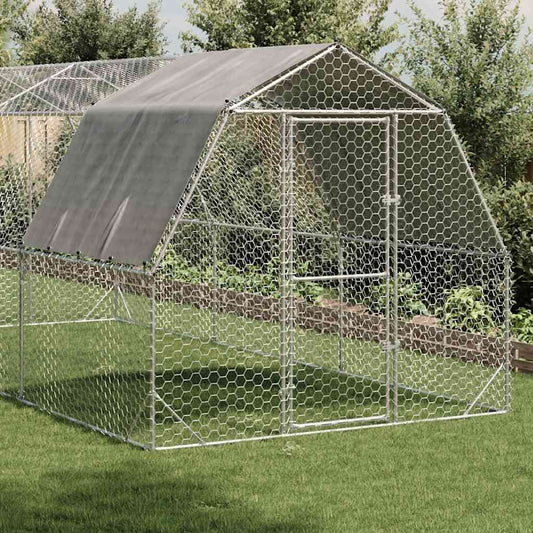 Chicken Run with Roof 2.5x6x2.25 m Galvanised Steel Chicken Run with Roof 2.5x6x2.25 m Galvanised Steel