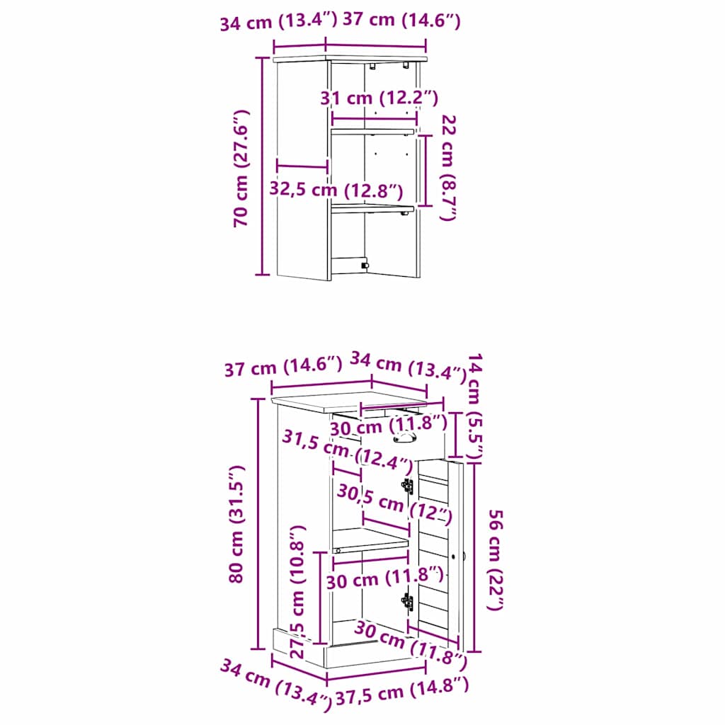 Bathroom Furniture Set VIGO 2 pcs White and Antique White