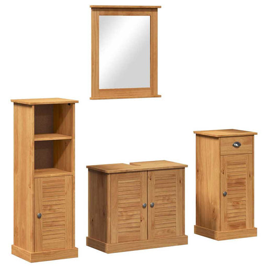 Bathroom Furniture Set VIGO 4 pcs Honey Brown Solid Pine Wood Bathroom Furniture Set VIGO 4 pcs Honey Brown Solid Pine Wood