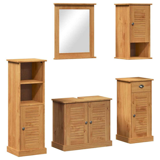 Bathroom Furniture Set VIGO 5 pcs Honey Brown Solid Pine Wood Bathroom Furniture Set VIGO 5 pcs Honey Brown Solid Pine Wood