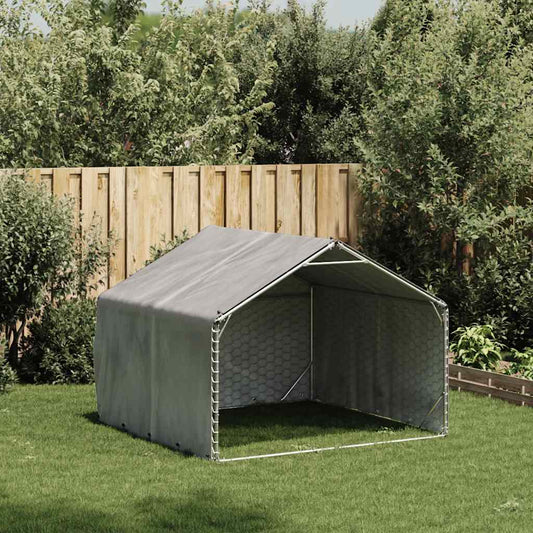Outdoor Dog Kennel with Cover 2x2x1.5 m Galvanised Steel Outdoor Dog Kennel with Cover 2x2x1.5 m Galvanised Steel