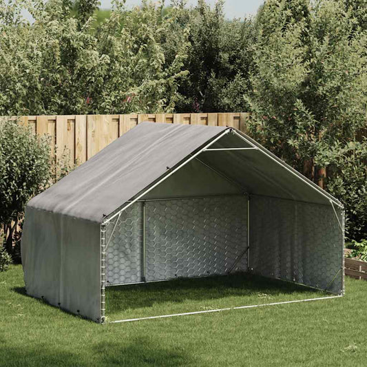 Outdoor Dog Kennel with Cover 3x2x1,9 m Galvanised Steel Outdoor Dog Kennel with Cover 3x2x1,9 m Galvanised Steel