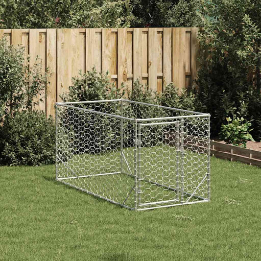 Outdoor Dog Kennel with Door 2x1x1 m Galvanised Steel Outdoor Dog Kennel with Door 2x1x1 m Galvanised Steel