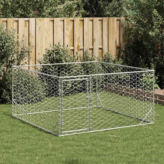 Outdoor Dog Kennel with Door 2x2x1 m Galvanised Steel Outdoor Dog Kennel with Door 2x2x1 m Galvanised Steel
