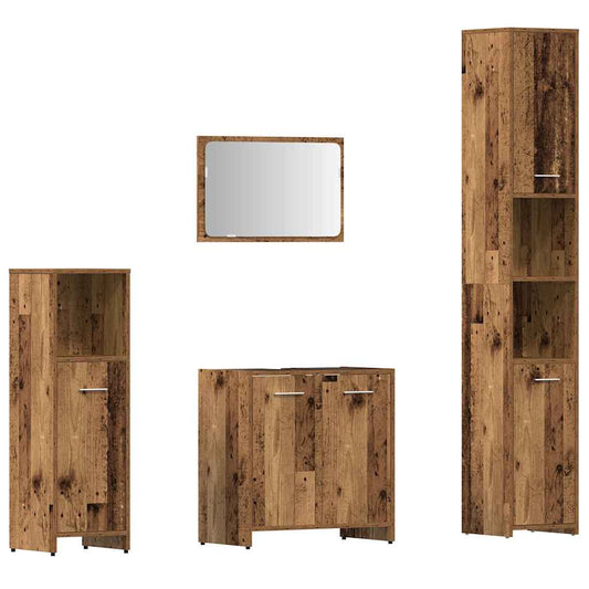 4 Piece Bathroom Furniture Set Old Wood Engineered Wood 4 Piece Bathroom Furniture Set Old Wood Engineered Wood