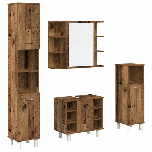 4 Piece Bathroom Furniture Set Old Wood Engineered Wood 4 Piece Bathroom Furniture Set Old Wood Engineered Wood