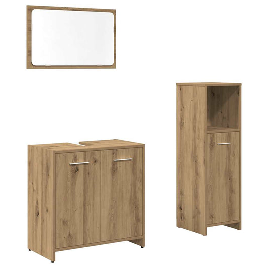3 Piece Bathroom Furniture Set Artisan Oak Engineered Wood 3 Piece Bathroom Furniture Set Artisan Oak Engineered Wood