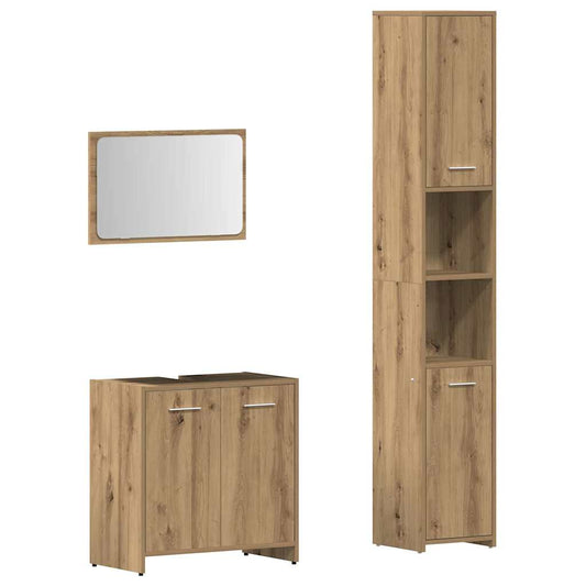 3 Piece Bathroom Furniture Set Artisan Oak Engineered Wood 3 Piece Bathroom Furniture Set Artisan Oak Engineered Wood