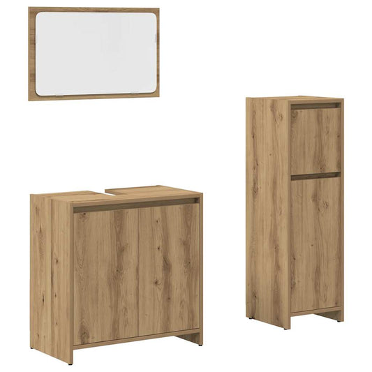 3 Piece Bathroom Furniture Set Artisan Oak Engineered Wood 3 Piece Bathroom Furniture Set Artisan Oak Engineered Wood