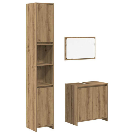 3 Piece Bathroom Furniture Set Artisan Oak Engineered Wood 3 Piece Bathroom Furniture Set Artisan Oak Engineered Wood