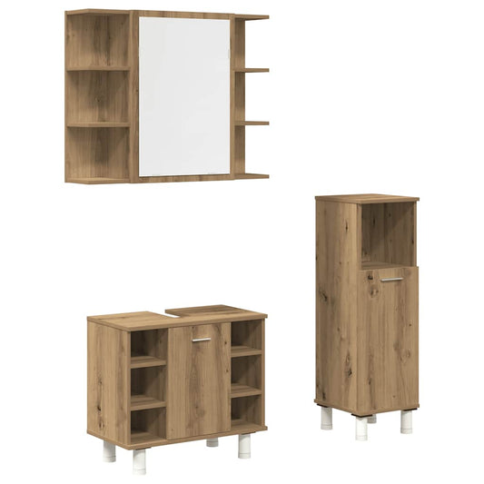 3 Piece Bathroom Furniture Set Artisan Oak Engineered Wood 3 Piece Bathroom Furniture Set Artisan Oak Engineered Wood