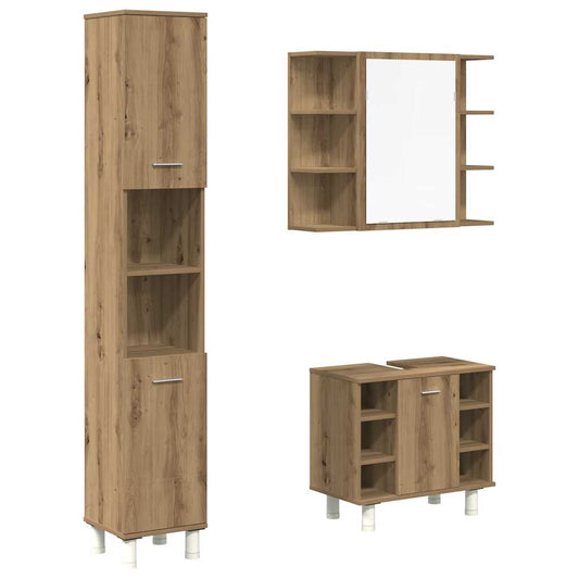 3 Piece Bathroom Furniture Set Artisan Oak Engineered Wood 3 Piece Bathroom Furniture Set Artisan Oak Engineered Wood