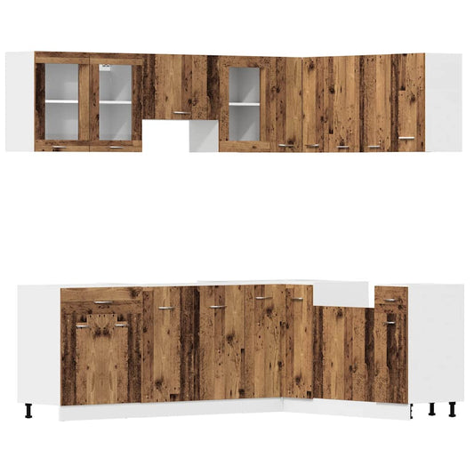 11 Piece Kitchen Cabinet Set Lyon" Old Wood Engineered Wood 11 Piece Kitchen Cabinet Set Lyon" Old Wood Engineered Wood