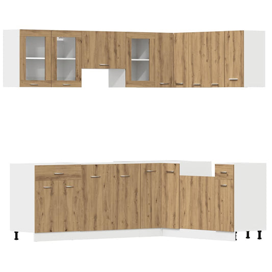 11 Piece Kitchen Cabinet Set Lyon" Artisan Oak Engineered Wood 11 Piece Kitchen Cabinet Set Lyon" Artisan Oak Engineered Wood