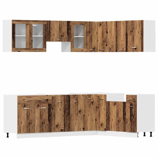 11 Piece Kitchen Cabinet Set Lyon" Old Wood Engineered Wood 11 Piece Kitchen Cabinet Set Lyon" Old Wood Engineered Wood